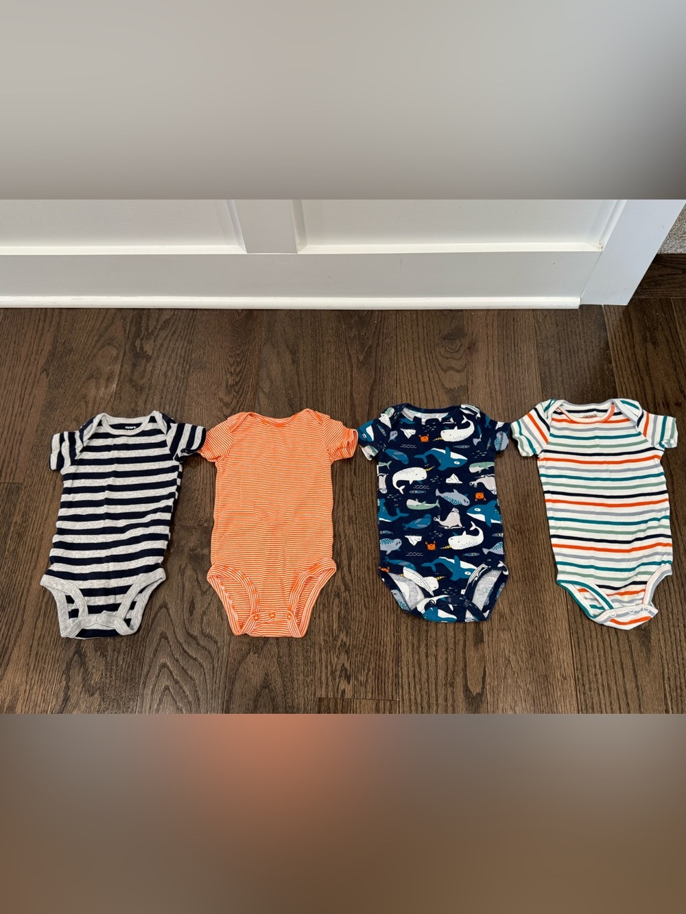 Carter's Orange, Navy & Striped Baby One-Piece Set of 4